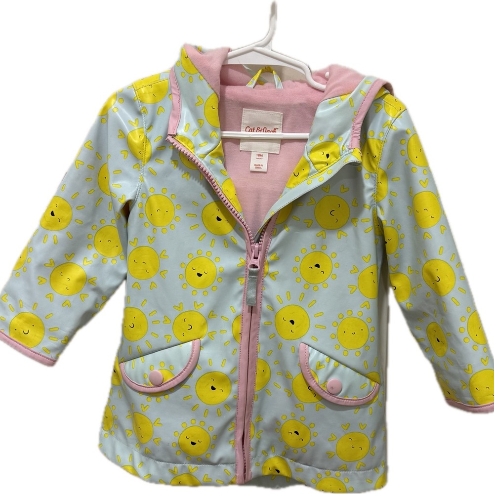 Cat & Jack Kids' Sun Print Raincoat - Yellow and Pink